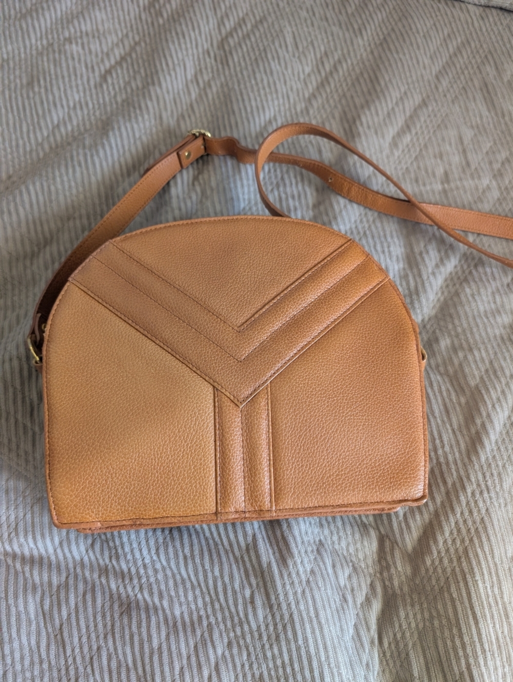 Saint Laurent Tan Leather Shoulder Bag - Classic Semi-Circle Shoulder Bag